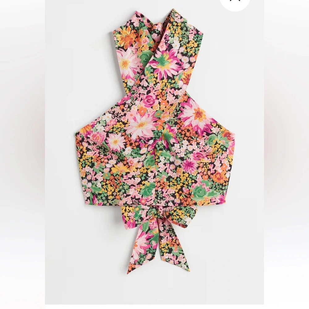 H&M Floral Print Crop Top - Multicolor - Picture 1 of 3
